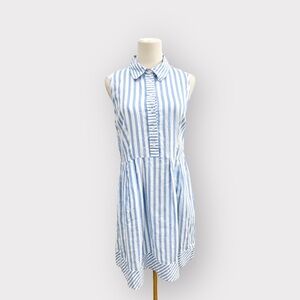 NEIMAN MARCUS Blue Button Down Striped Dress (Sz S)